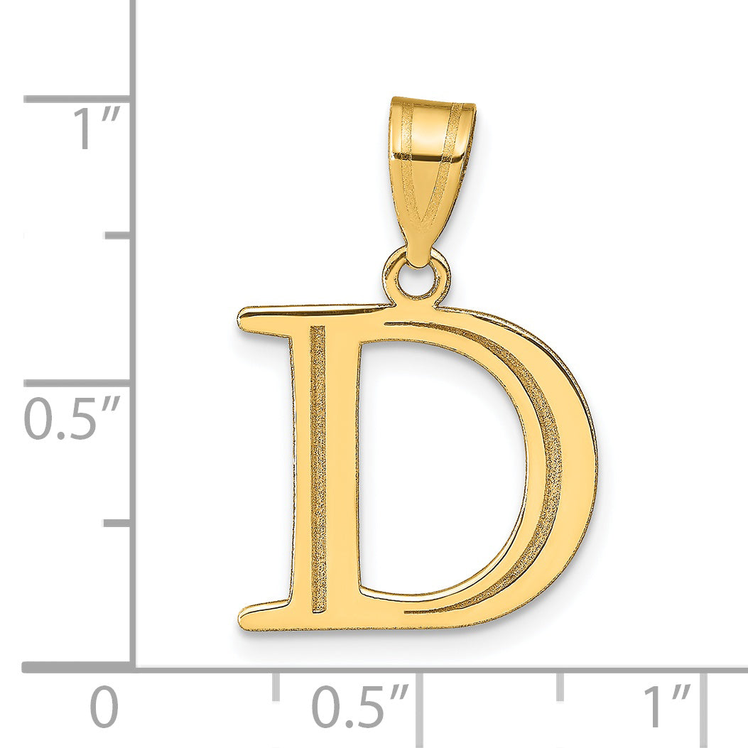 14k Yellow Gold 14k Polished Etched Letter D Initial Pendant