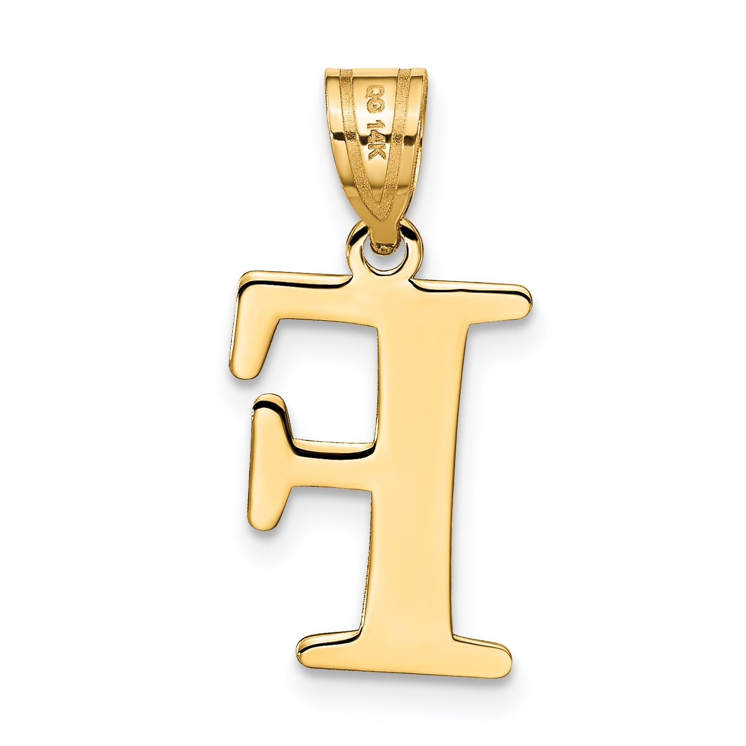 14k Yellow Gold 14k Polished Etched Letter F Initial Pendant