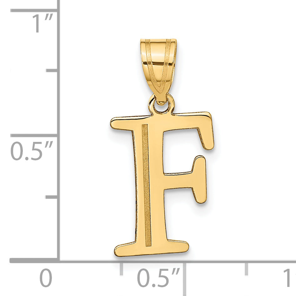 14k Yellow Gold 14k Polished Etched Letter F Initial Pendant
