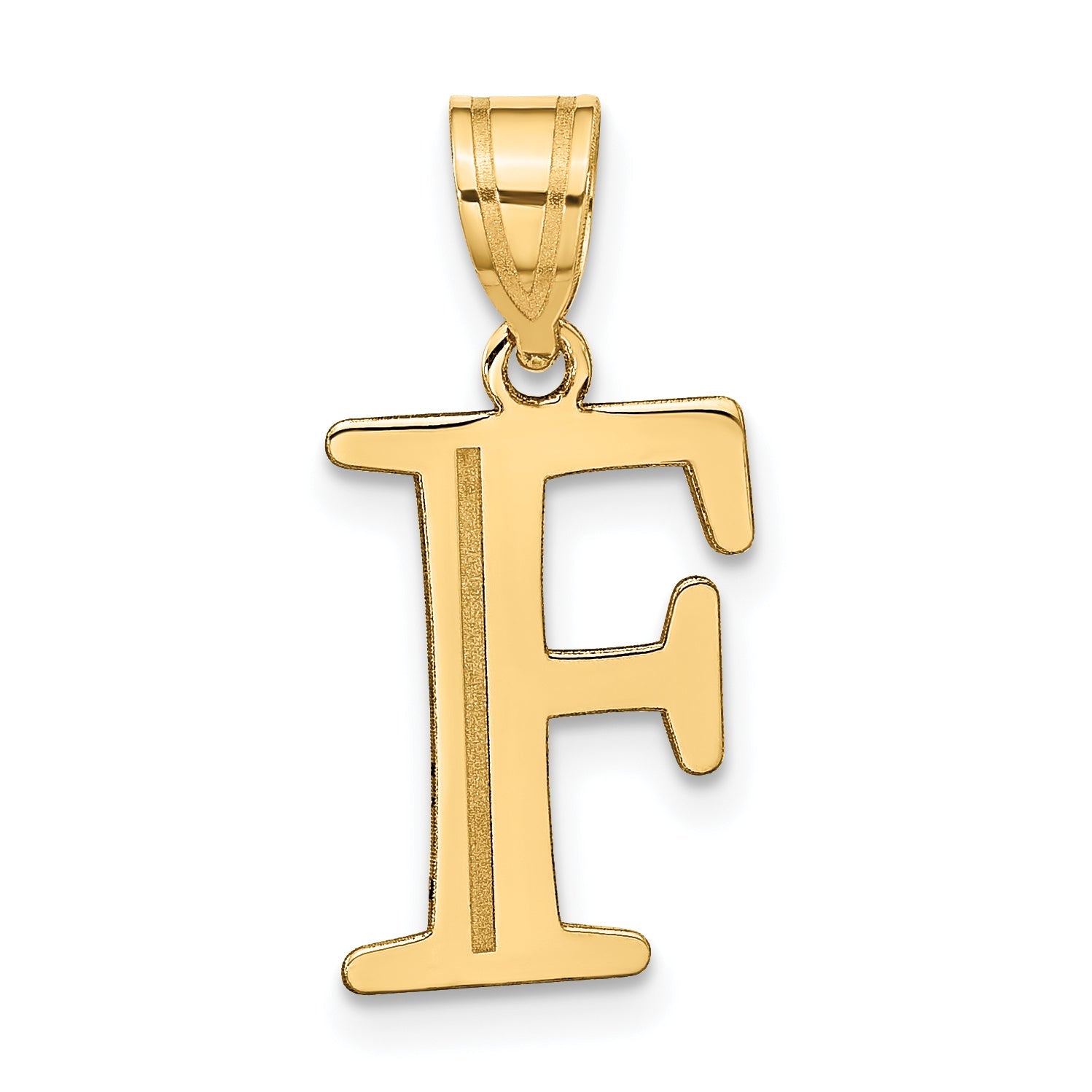 14k Yellow Gold 14k Polished Etched Letter F Initial Pendant