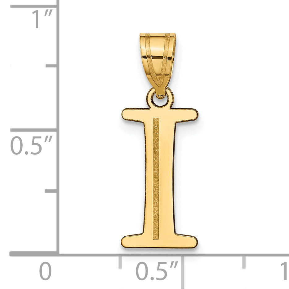 14k Yellow Gold 14k Polished Etched Letter I Initial Pendant