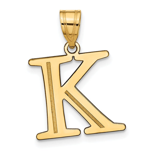 14k Yellow Gold 14k Polished Etched Letter K Initial Pendant