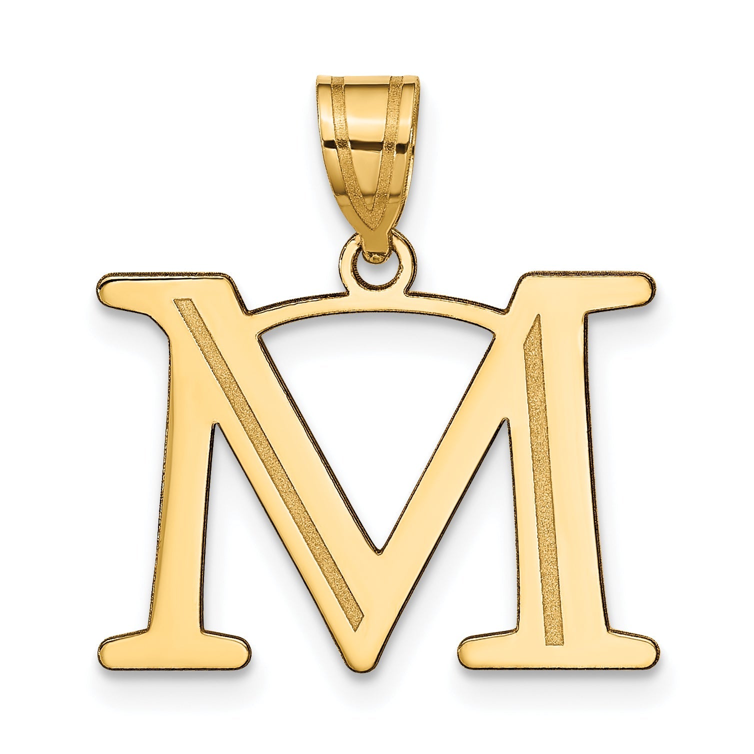 14k Yellow Gold 14k Polished Etched Letter M Initial Pendant