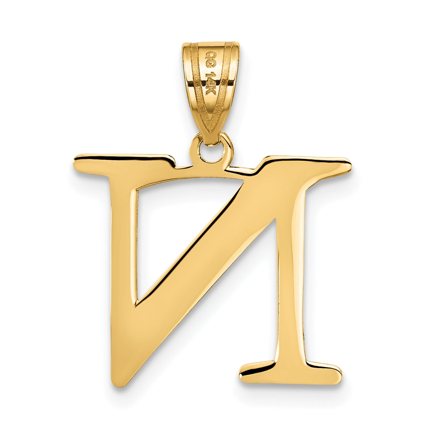 14k Yellow Gold 14k Polished Etched Letter N Initial Pendant