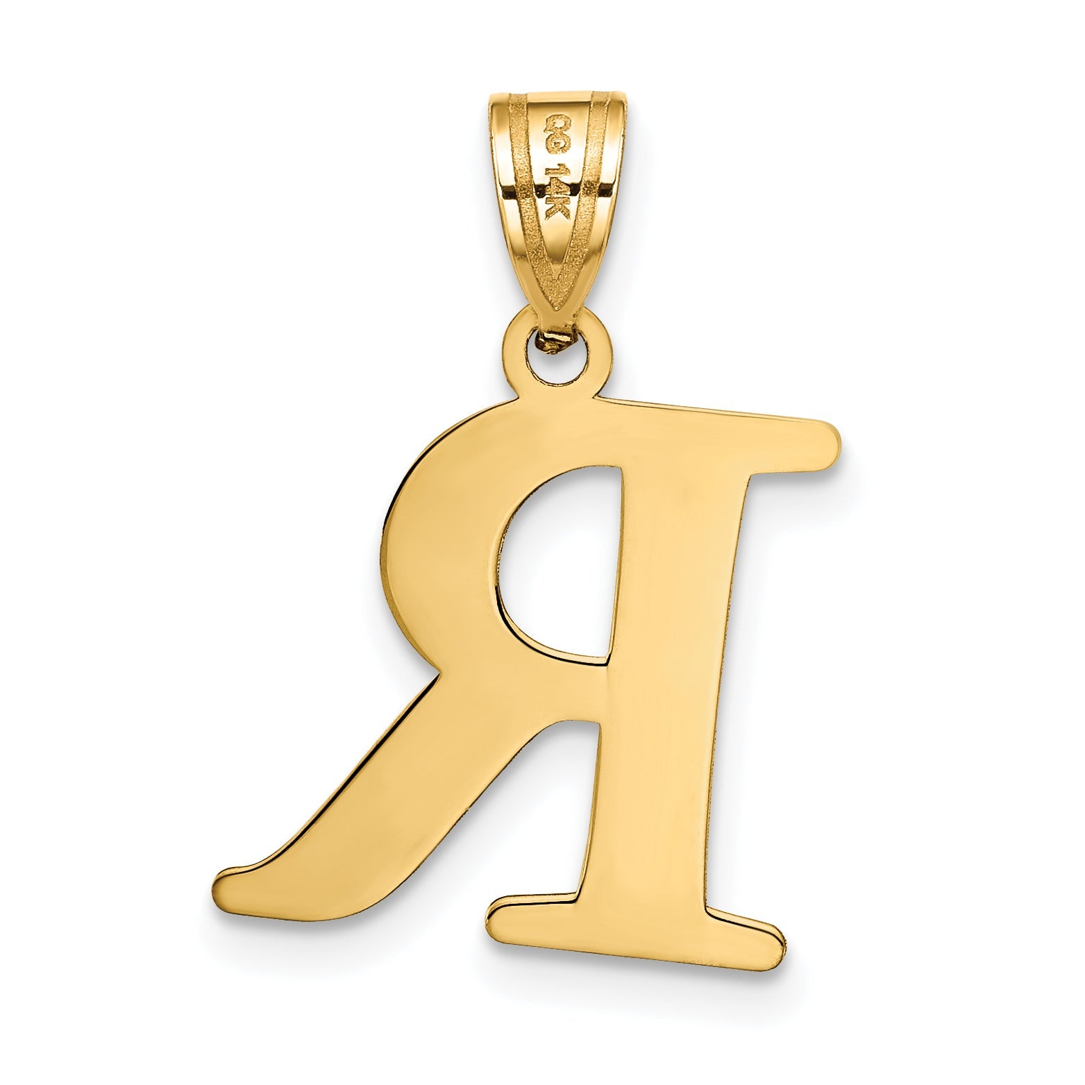 14k Yellow Gold 14k Polished Etched Letter R Initial Pendant