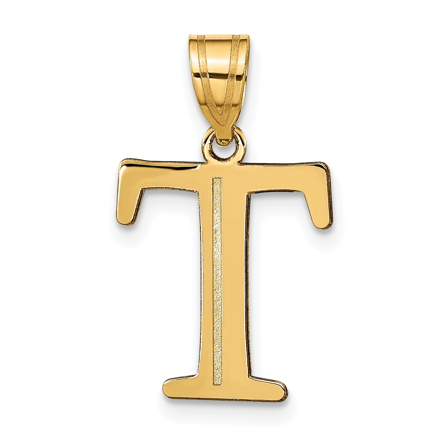 14k Yellow Gold 14k Polished Etched Letter T Initial Pendant