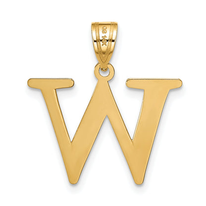 14k Yellow Gold 14k Polished Etched Letter W Initial Pendant