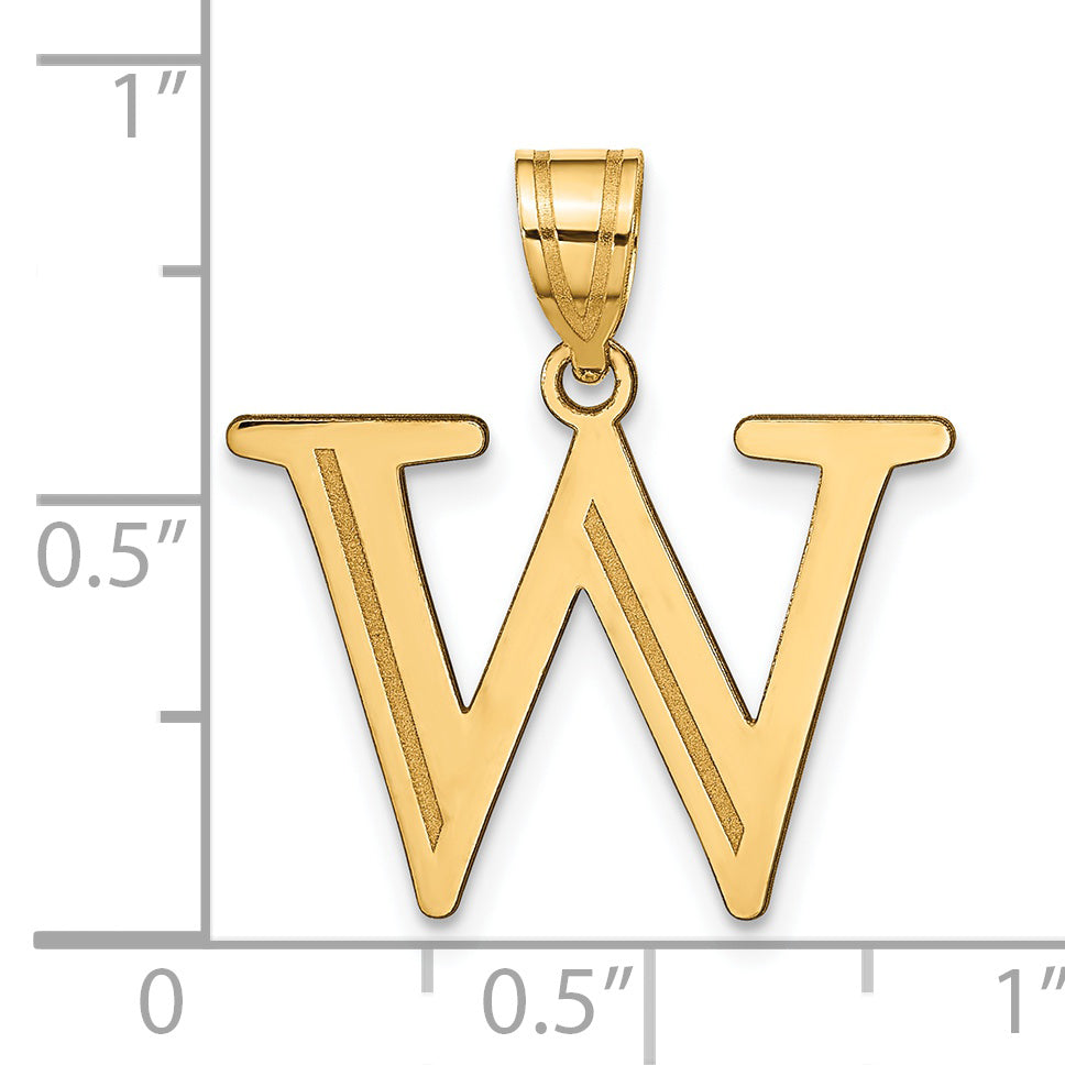 14k Yellow Gold 14k Polished Etched Letter W Initial Pendant
