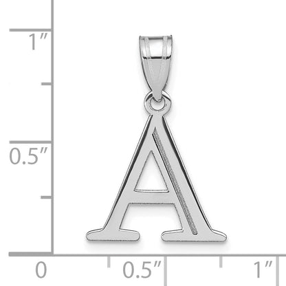 14k White Gold 14kw Polished Etched Letter A Initial Pendant