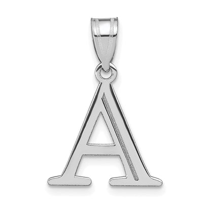14k White Gold 14kw Polished Etched Letter A Initial Pendant