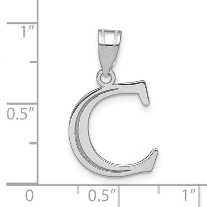 14k White Gold 14kw Polished Etched Letter C Initial Pendant