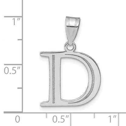 14k White Gold 14kw Polished Etched Letter D Initial Pendant