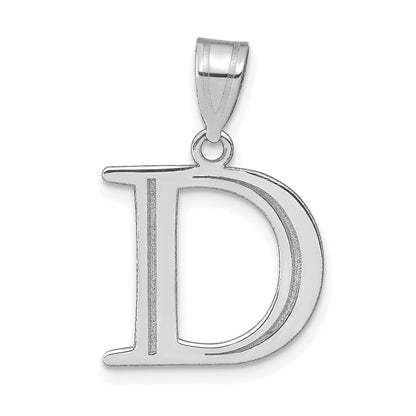 14k White Gold 14kw Polished Etched Letter D Initial Pendant