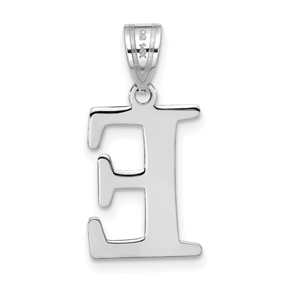 14k White Gold 14kw Polished Etched Letter E Initial Pendant