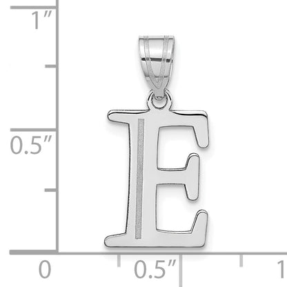 14k White Gold 14kw Polished Etched Letter E Initial Pendant