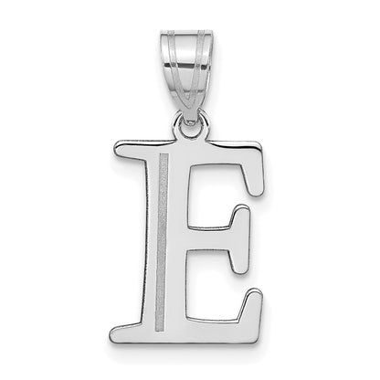 14k White Gold 14kw Polished Etched Letter E Initial Pendant
