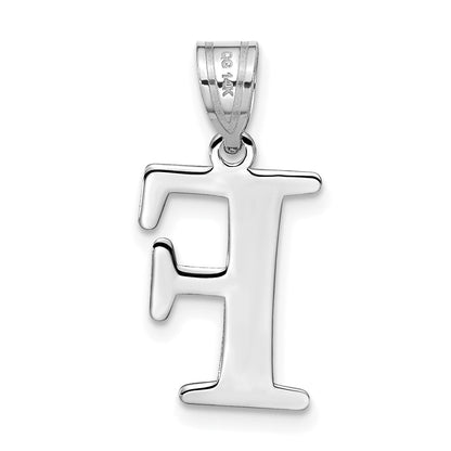 14k White Gold 14kw Polished Etched Letter F Initial Pendant