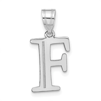 14k White Gold 14kw Polished Etched Letter F Initial Pendant