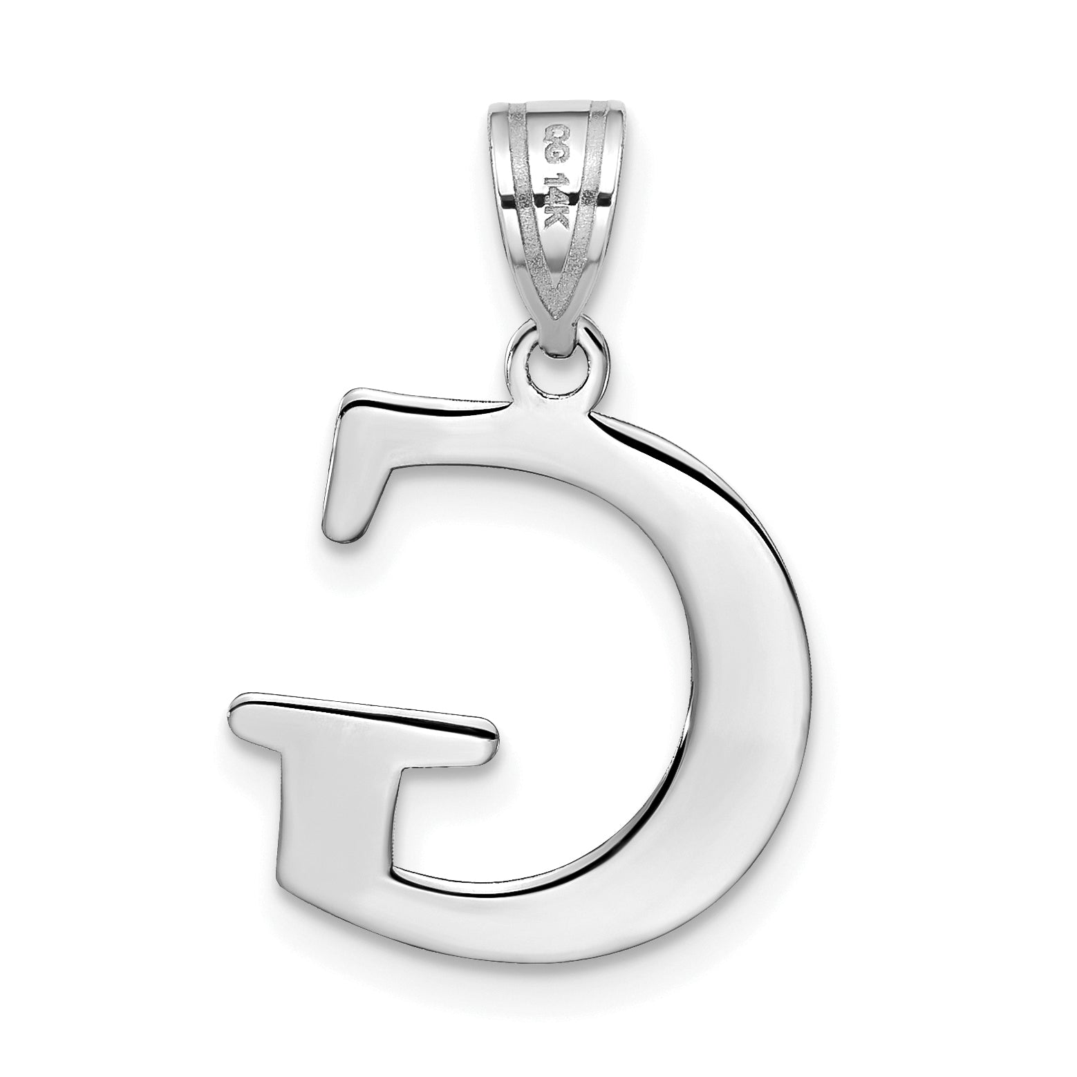 14k White Gold 14kw Polished Etched Letter G Initial Pendant