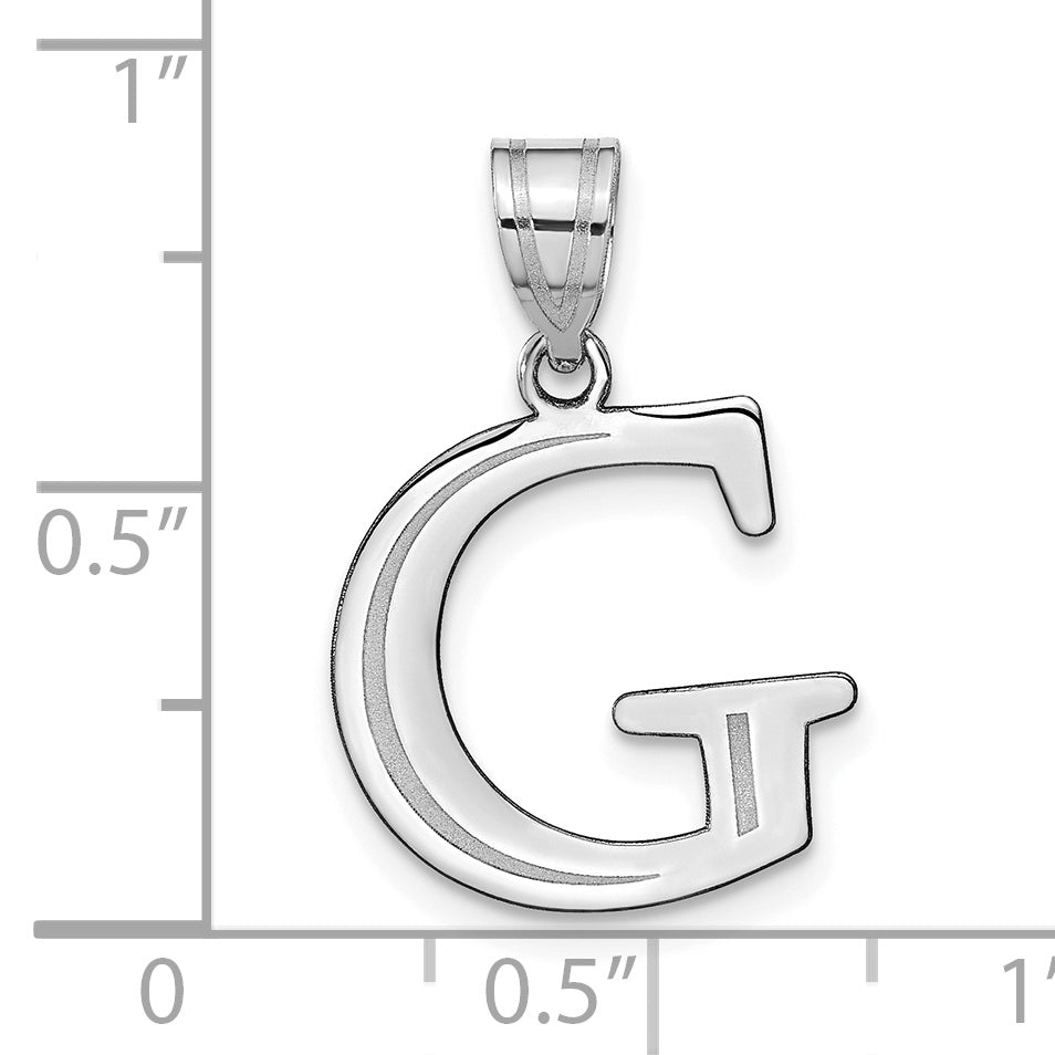 14k White Gold 14kw Polished Etched Letter G Initial Pendant