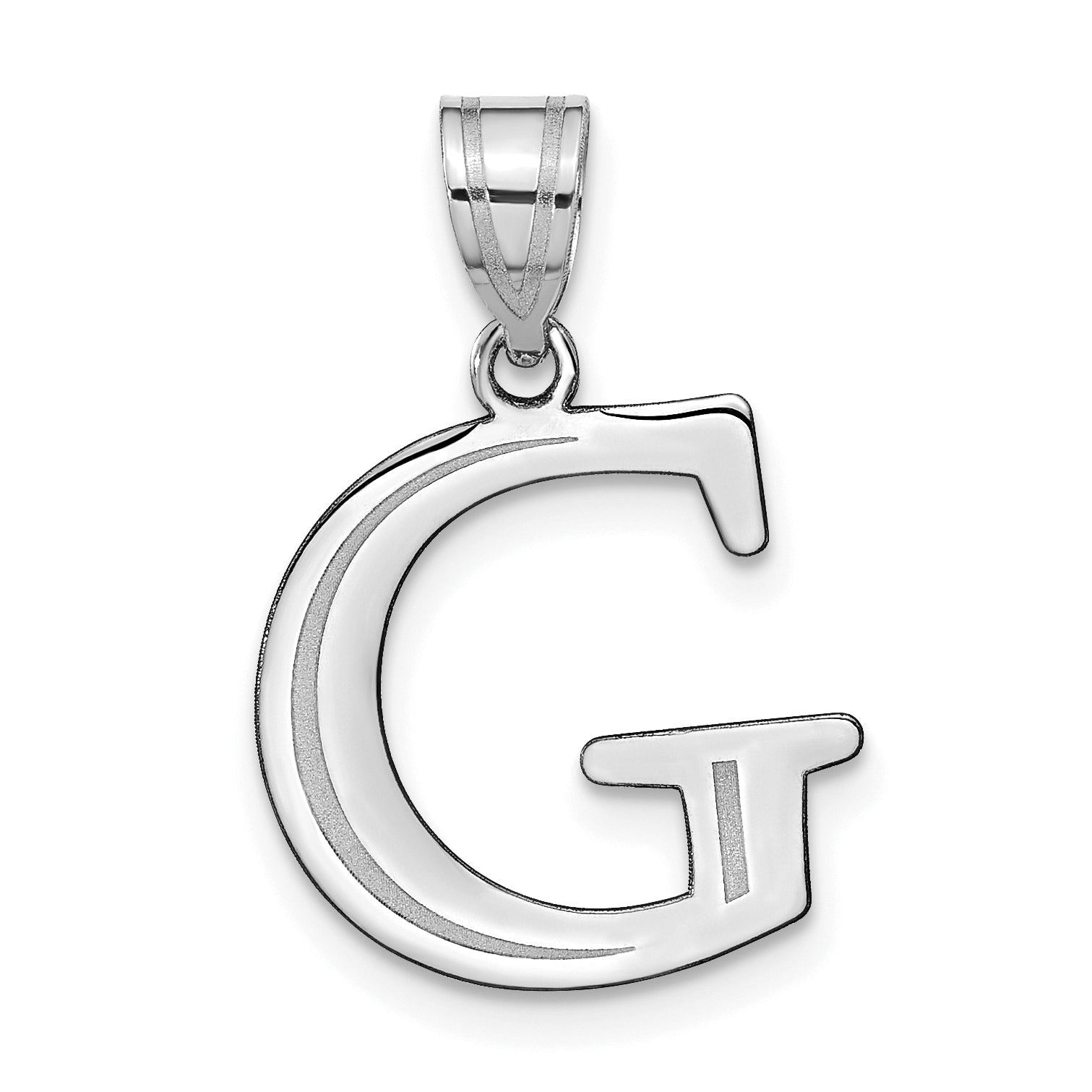14k White Gold 14kw Polished Etched Letter G Initial Pendant