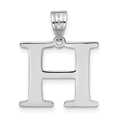 14k White Gold 14kw Polished Etched Letter H Initial Pendant