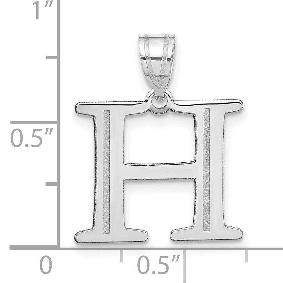 14k White Gold 14kw Polished Etched Letter H Initial Pendant