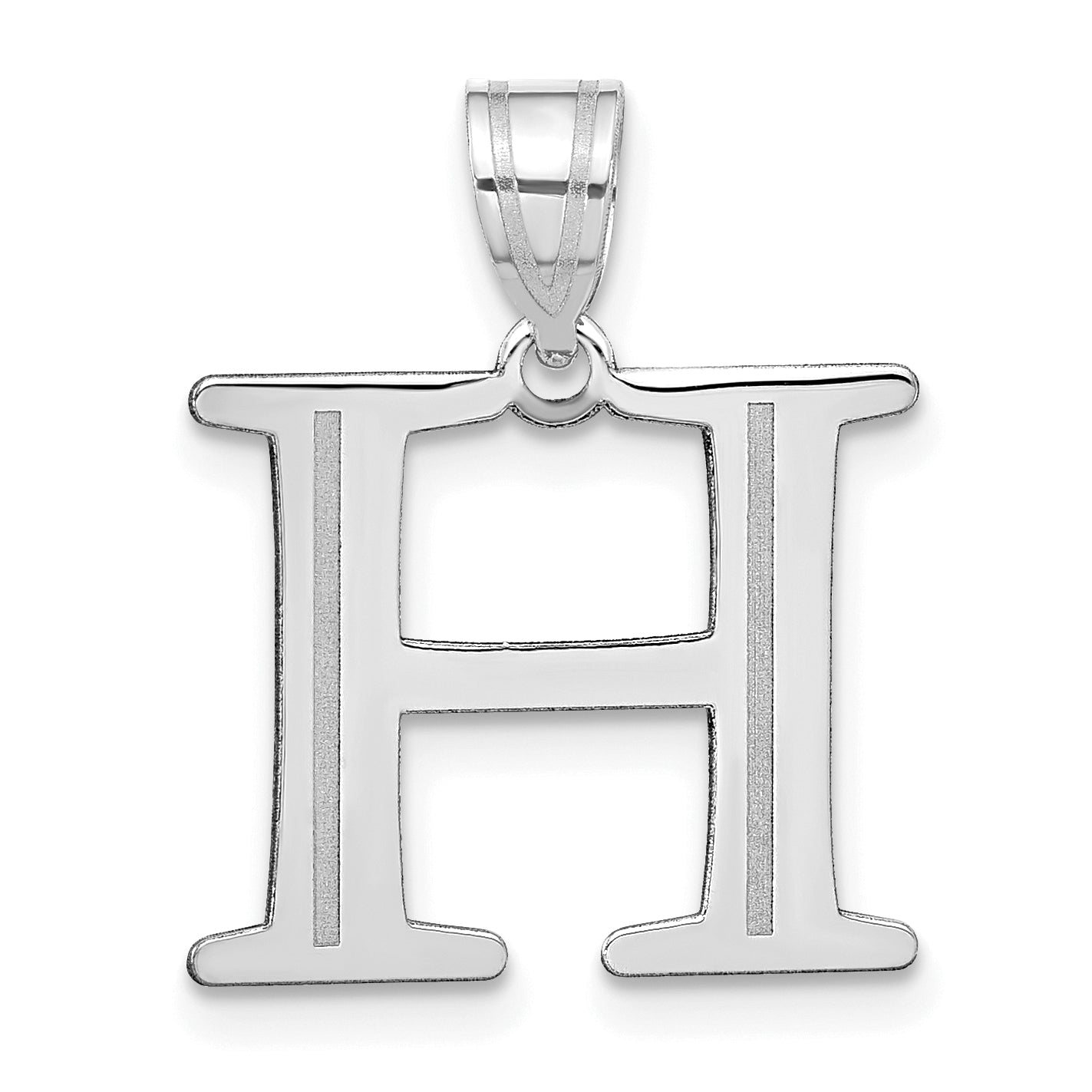14k White Gold 14kw Polished Etched Letter H Initial Pendant