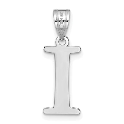 14k White Gold 14kw Polished Etched Letter I Initial Pendant