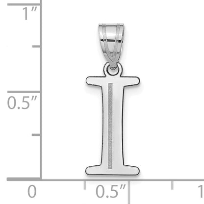 14k White Gold 14kw Polished Etched Letter I Initial Pendant