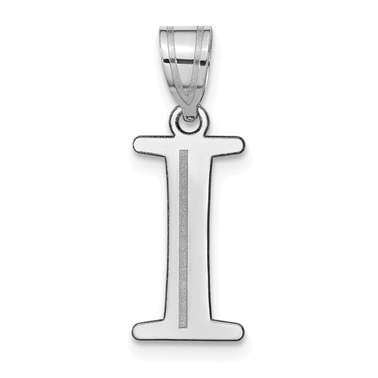 14k White Gold 14kw Polished Etched Letter I Initial Pendant