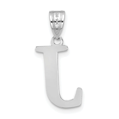 14k White Gold 14kw Polished Etched Letter J Initial Pendant