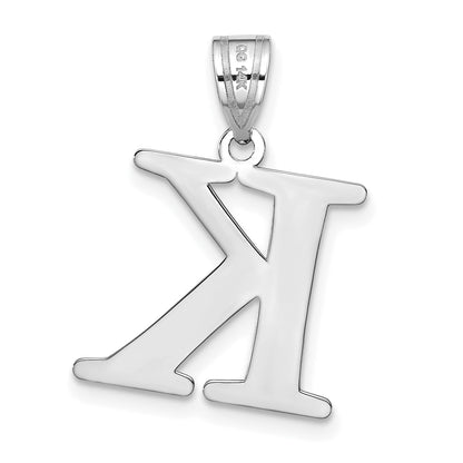 14k White Gold 14kw Polished Etched Letter K Initial Pendant