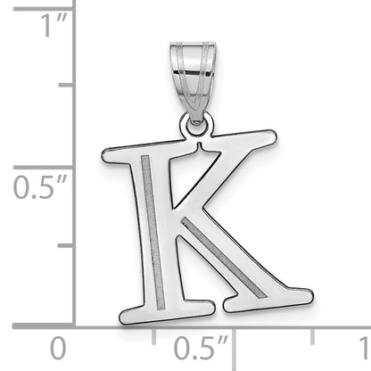14k White Gold 14kw Polished Etched Letter K Initial Pendant