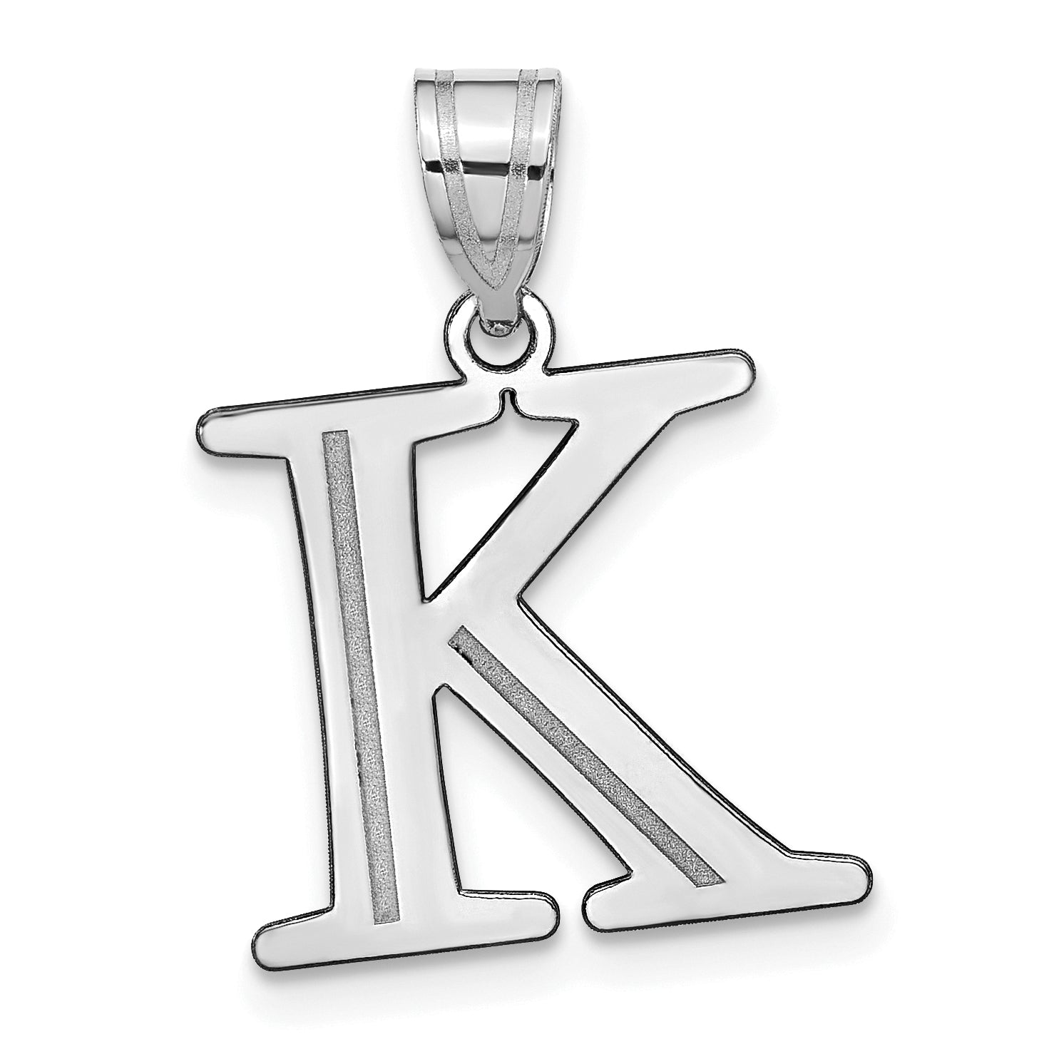 14k White Gold 14kw Polished Etched Letter K Initial Pendant