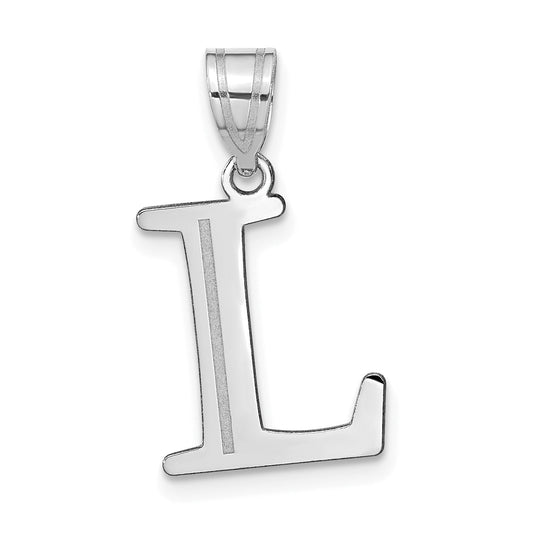 14k White Gold 14kw Polished Etched Letter L Initial Pendant