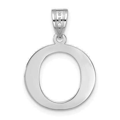 14k White Gold 14kw Polished Etched Letter O Initial Pendant
