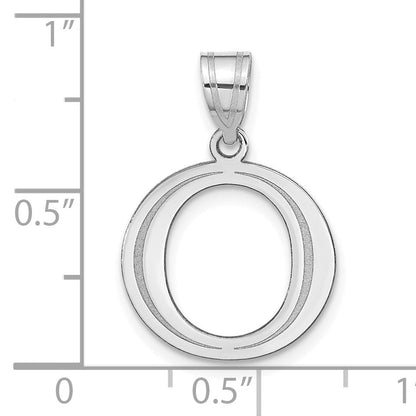 14k White Gold 14kw Polished Etched Letter O Initial Pendant