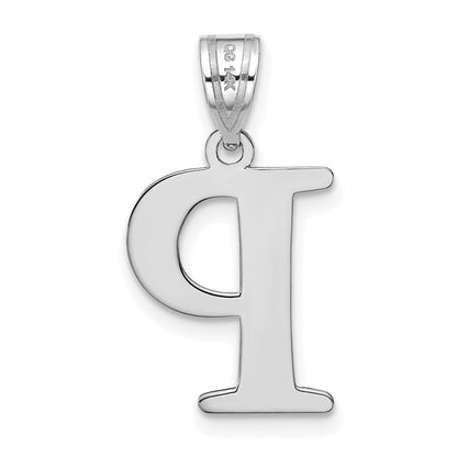 14k White Gold 14kw Polished Etched Letter P Initial Pendant