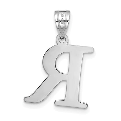 14k White Gold 14kw Polished Etched Letter R Initial Pendant