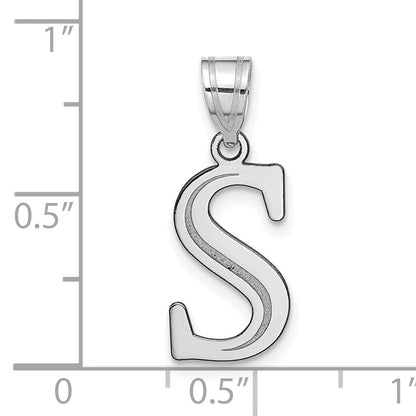 14k White Gold 14kw Polished Etched Letter S Initial Pendant