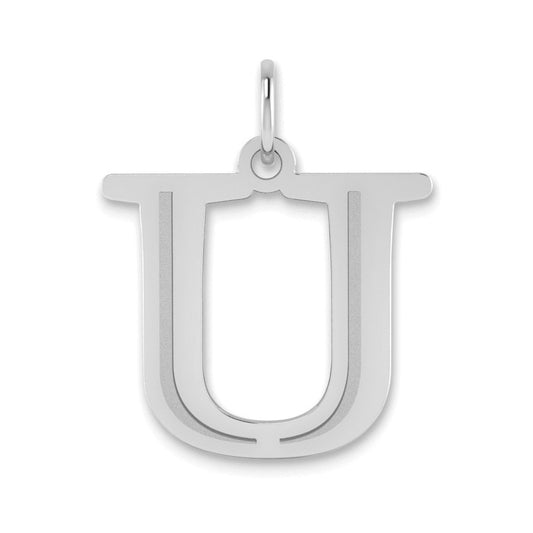 14K White Gold 14Kw Polished Etched Letter U Initial Pendant