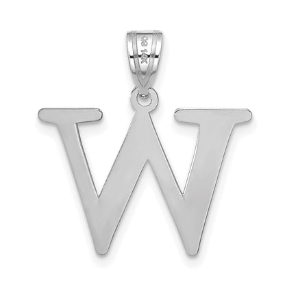 14k White Gold 14kw Polished Etched Letter W Initial Pendant