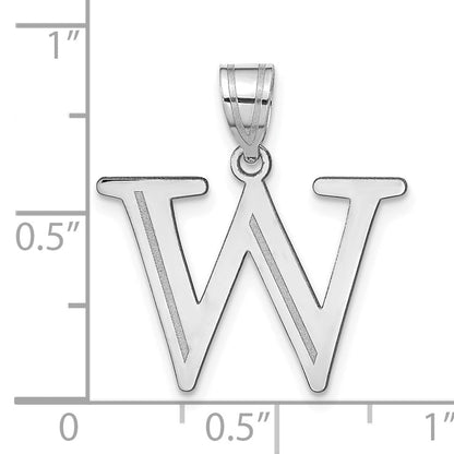 14k White Gold 14kw Polished Etched Letter W Initial Pendant