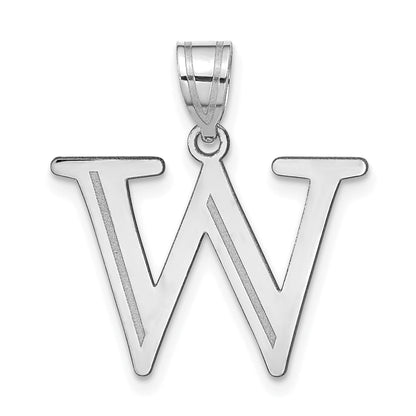 14k White Gold 14kw Polished Etched Letter W Initial Pendant