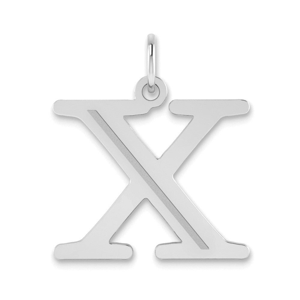 14K White Gold 14Kw Polished Etched Letter X Initial Pendant