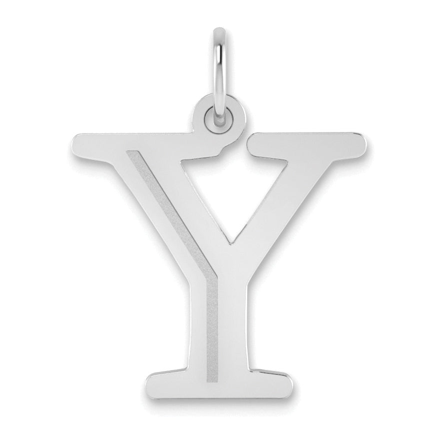 14k White Gold 14kw Polished Etched Letter Y Initial Pendant
