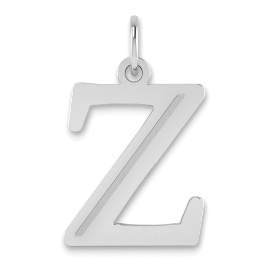 14k White Gold 14kw Polished Etched Letter Z Initial Pendant