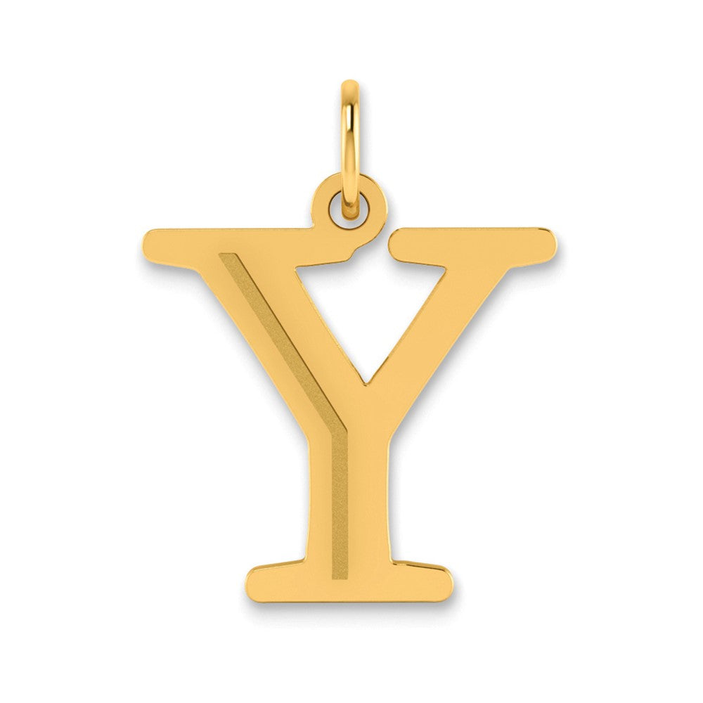 14K Yellow Gold Polished Etched Letter Y Initial Pendant