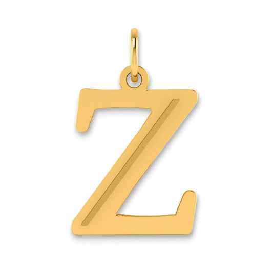 14K Yellow Gold Polished Etched Letter Z Initial Pendant